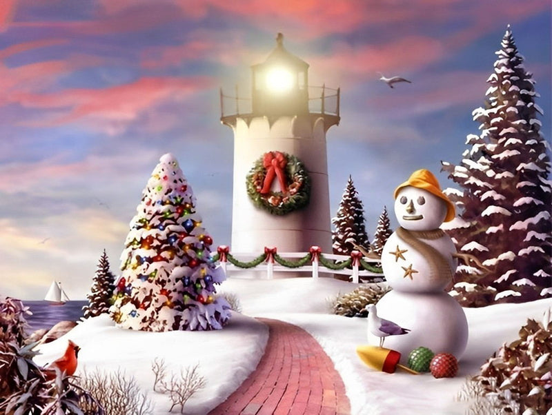 Phare de Noël Fête Broderie Diamant