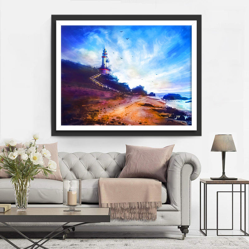 Phare et Plage Broderie Diamant