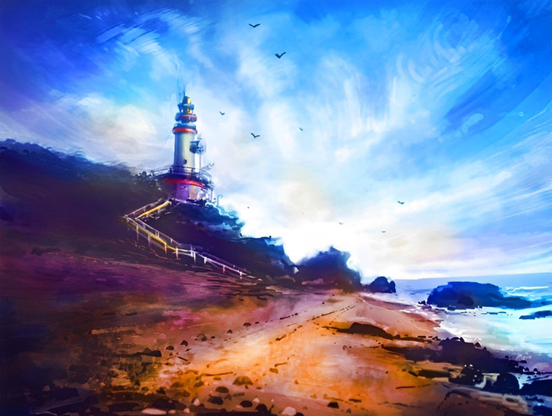 Phare et Plage Broderie Diamant