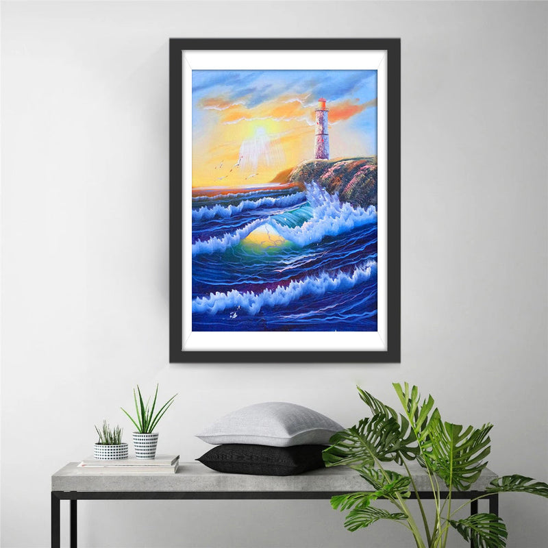 Phare et Vagues Broderie Diamant