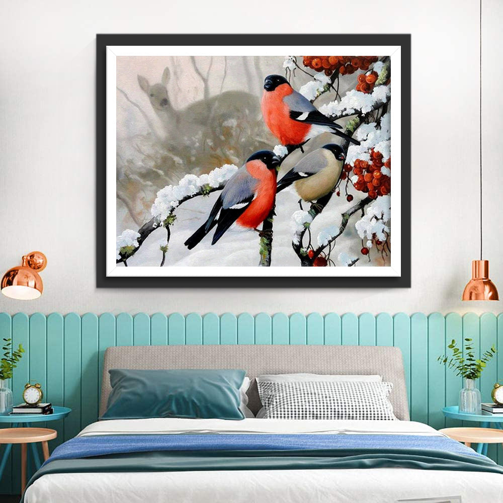 Pies-Bleues à Calotte Noire et Faon Broderie Diamant