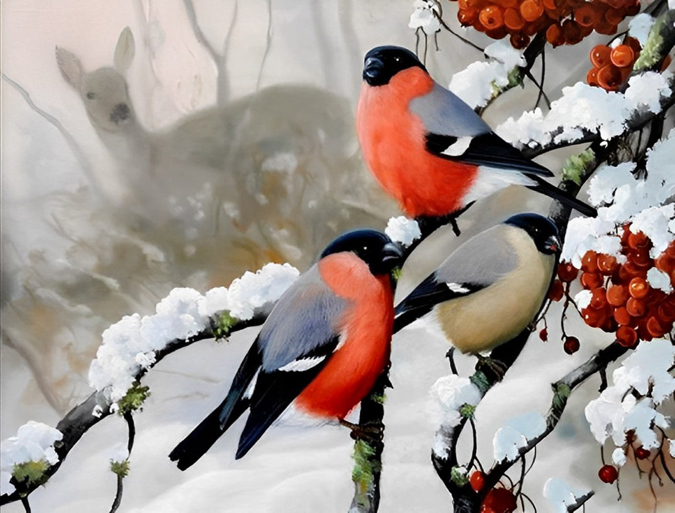 Pies-Bleues à Calotte Noire et Faon Broderie Diamant