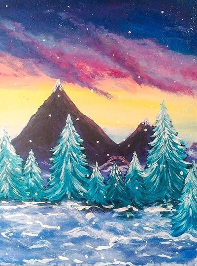 Pins et Grandes Montagnes Broderie Diamant
