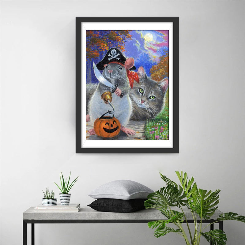 Pirate Souris et le Chat Broderie Diamant