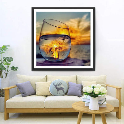 Pissenlits dans un Verre Broderie Diamant