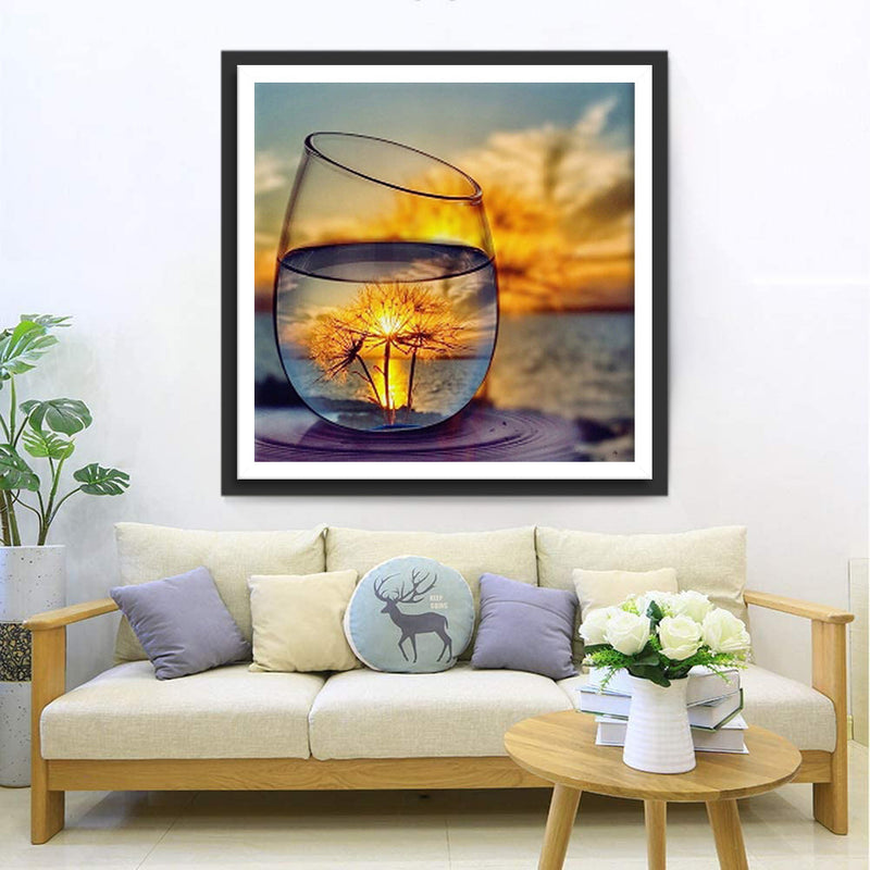 Pissenlits dans un Verre Broderie Diamant