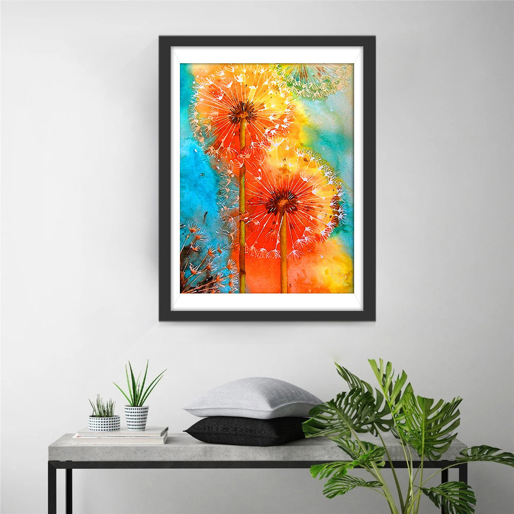 Pissenlits Oranges Broderie Diamant