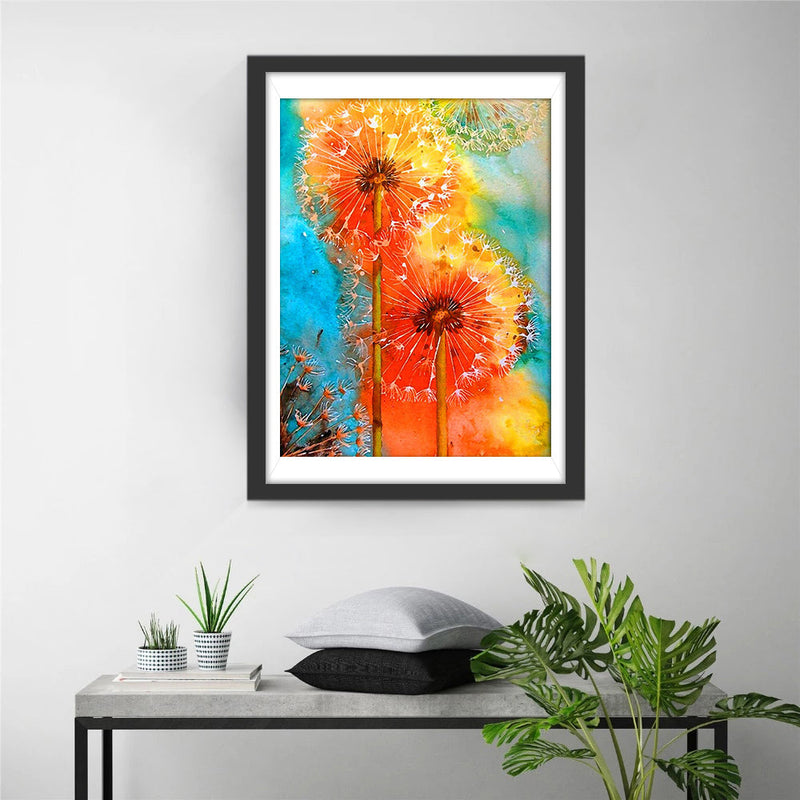 Pissenlits Oranges Broderie Diamant