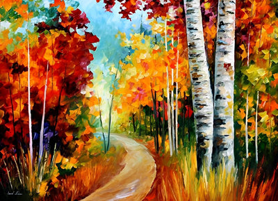 Piste dans la Forêt d'Automne Broderie Diamant