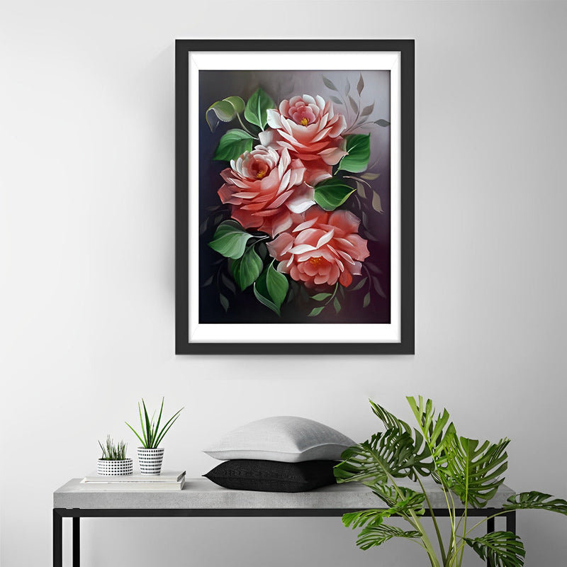 Pivoines Enormes Roses Broderie Diamant