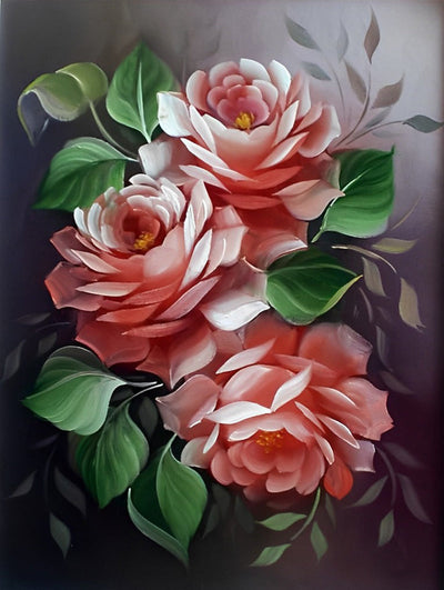 Pivoines Enormes Roses Broderie Diamant