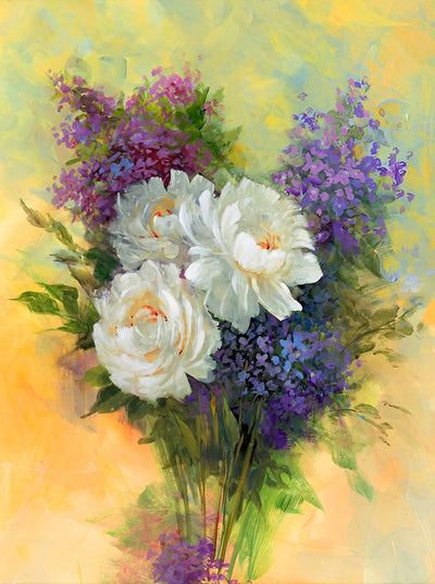 Pivoines et Lilas de Peinture à l'Huile Broderie Diamant