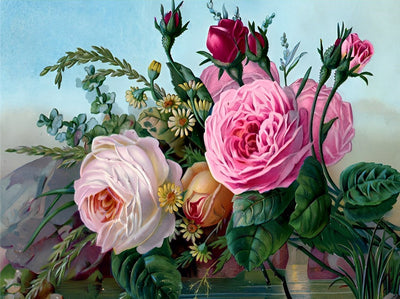 Pivoines et Roses Broderie Diamant