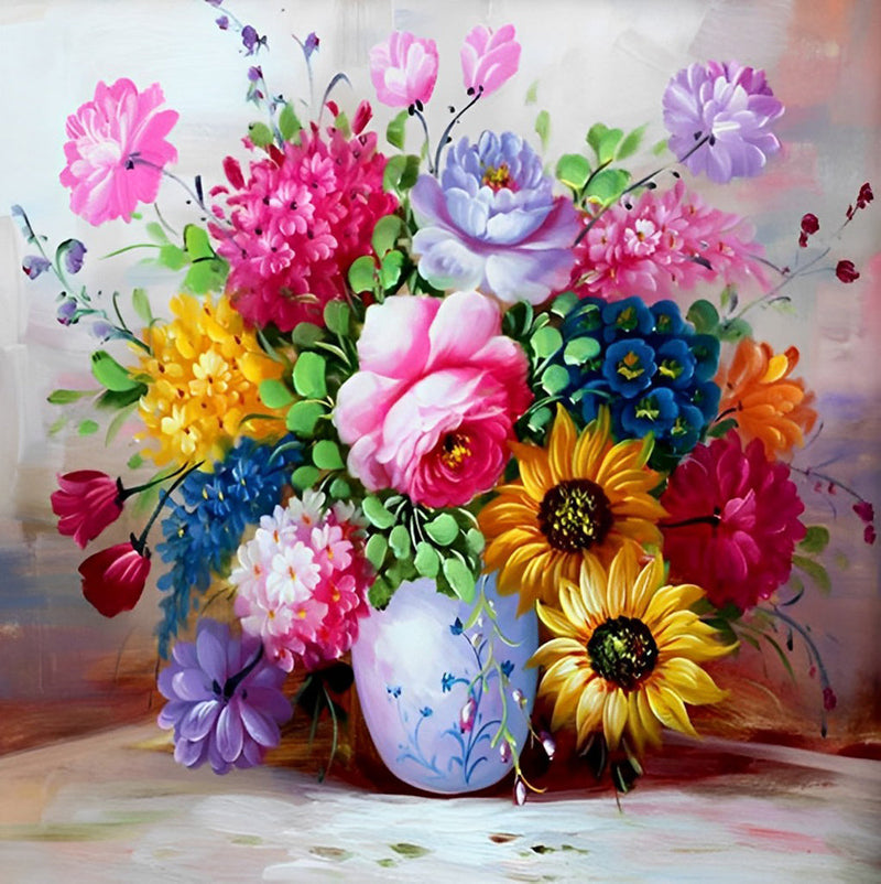 Pivoines et Tournesols Broderie Diamant
