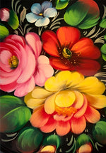 Pivoines Jaune, Rose et Rouge Broderie Diamant