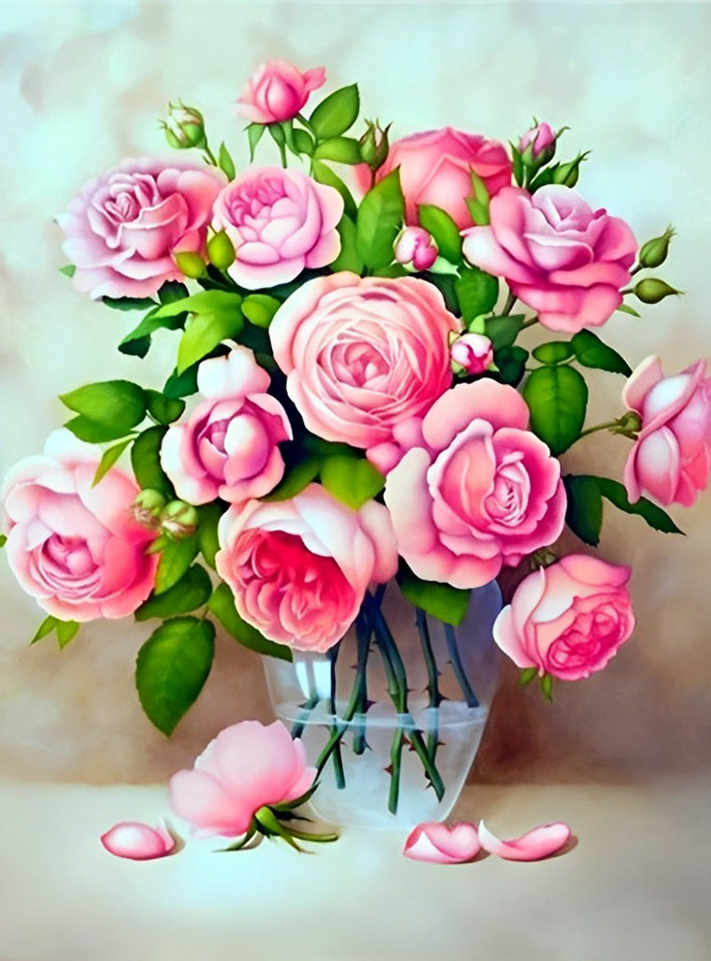 Pivoines Roses Dessinées Broderie Diamant