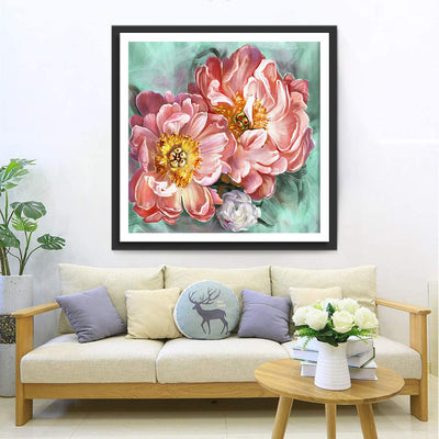 Pivoines Roses Enormes Broderie Diamant