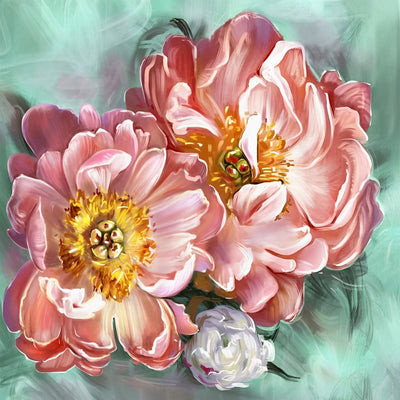 Pivoines Roses Enormes Broderie Diamant