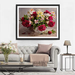 Pivoines Rouges et Beaux Lis Broderie Diamant