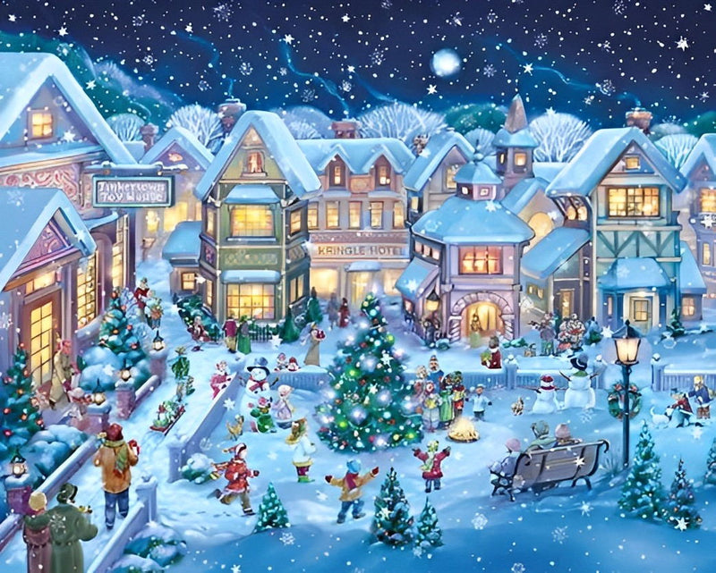 Place de Noël Broderie Diamant