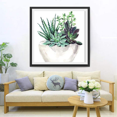 Plantes Grasses et Aloès Broderie Diamant