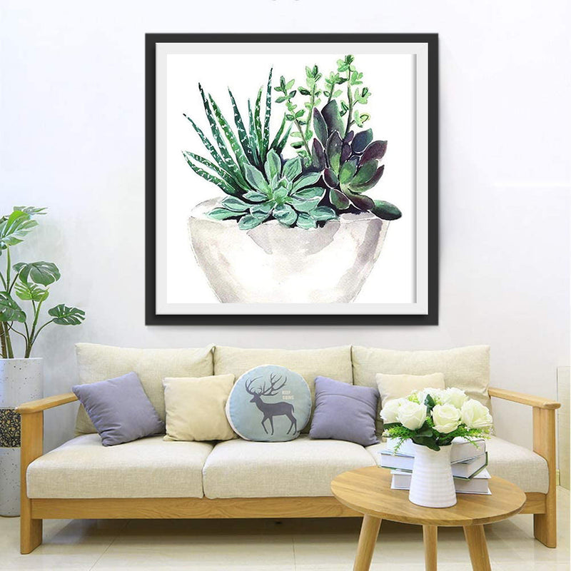 Plantes Grasses et Aloès Broderie Diamant