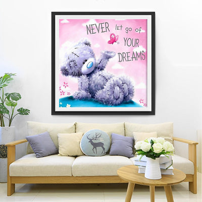 Poupée d'Ours et Papillon Rose Broderie Diamant