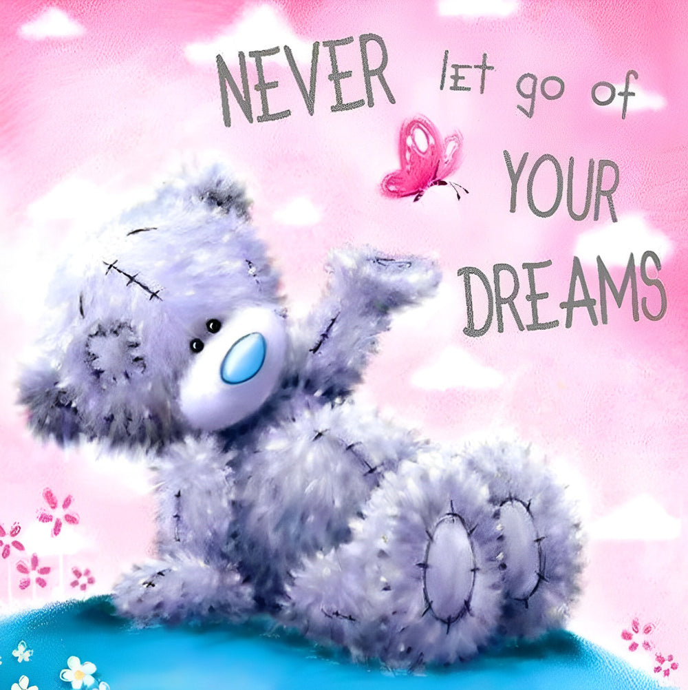 Poupée d'Ours et Papillon Rose Broderie Diamant