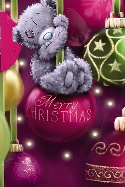 Poupée Ours et Boules Colorées de Noël Fête Broderie Diamant