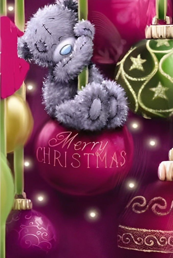 Poupée Ours et Boules Colorées de Noël Fête Broderie Diamant