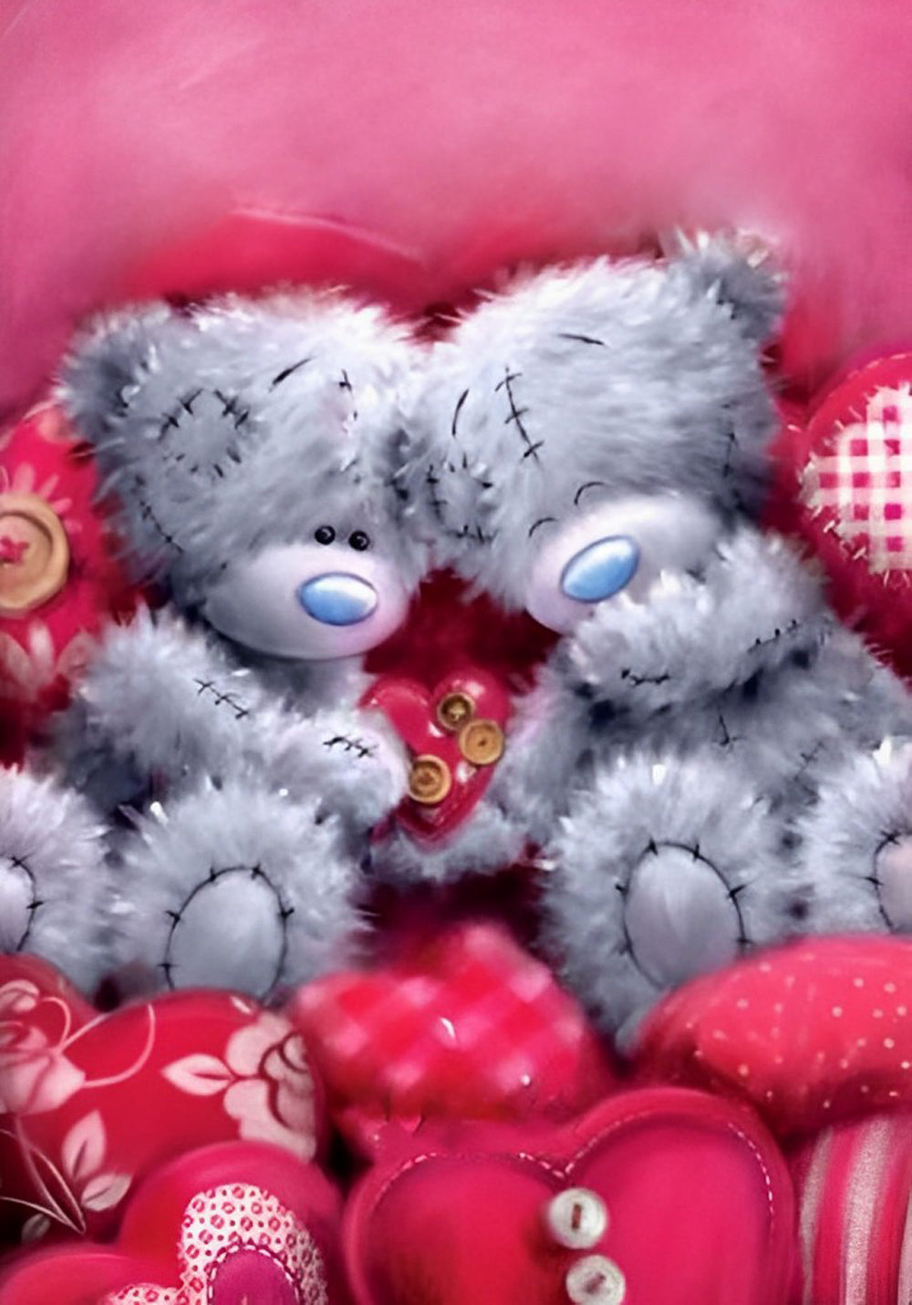 Poupées d'Ours et Coeurs Broderie Diamant