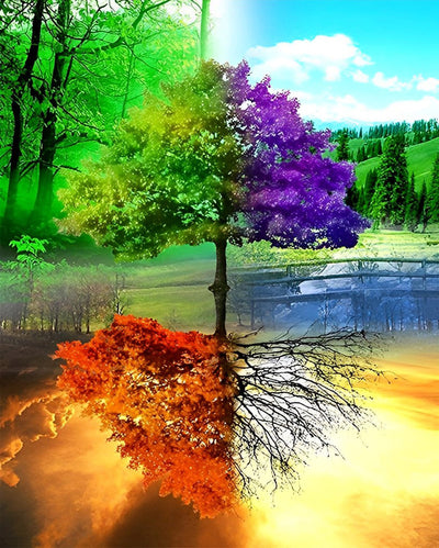 Quatre Saisons de l'Arbre Broderie Diamant