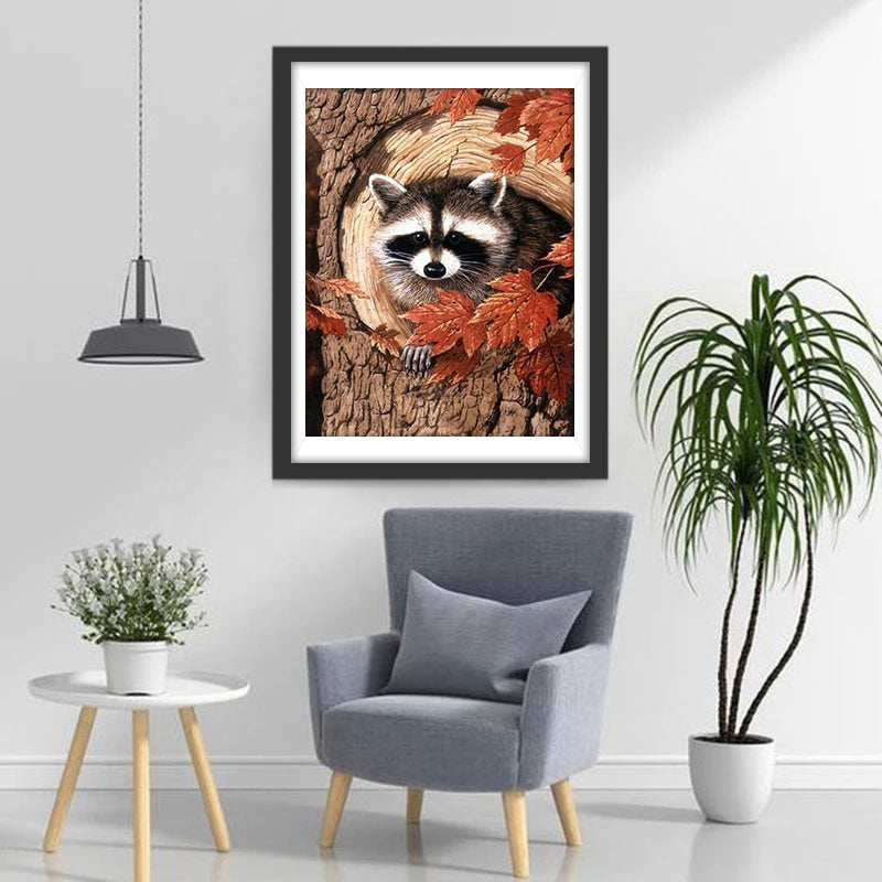 Raton Laveur et Erables Broderie Diamant