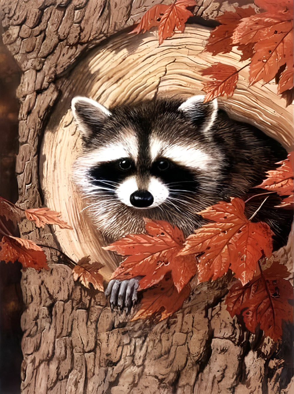 Raton Laveur et Erables Broderie Diamant