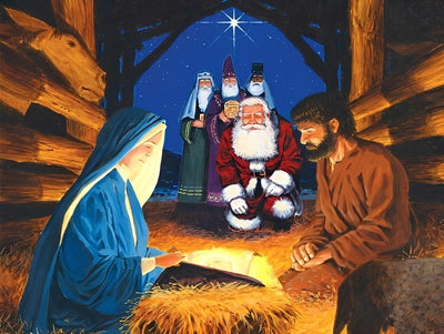 Religieuses et le Père Noël Broderie Diamant