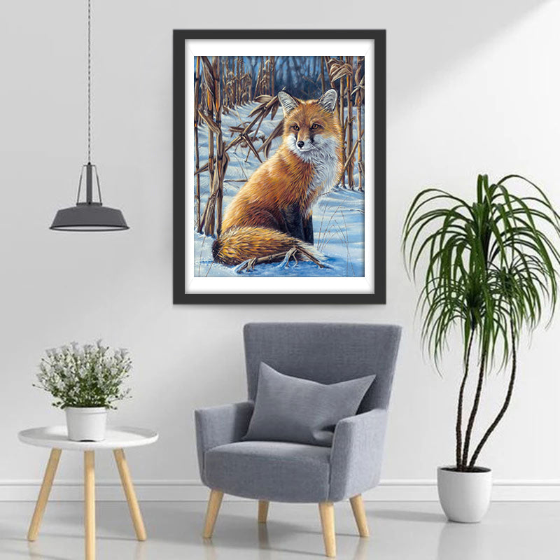 Renard dans la Neige Broderie Diamant