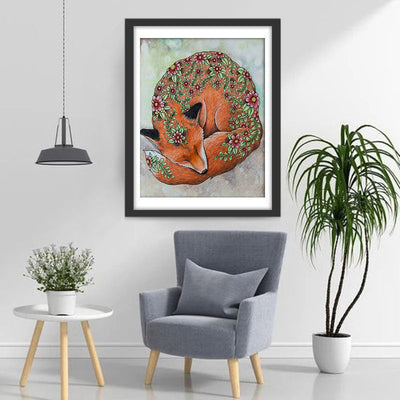Renard de Fleurs Broderie Diamant