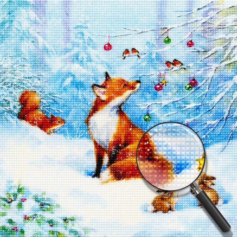 Renard et Boules Colorées Broderie Diamant