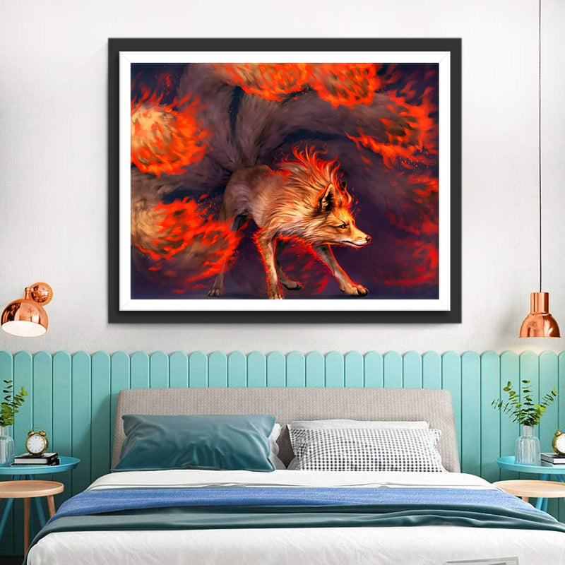 Renard et Boules de Feu Broderie Diamant