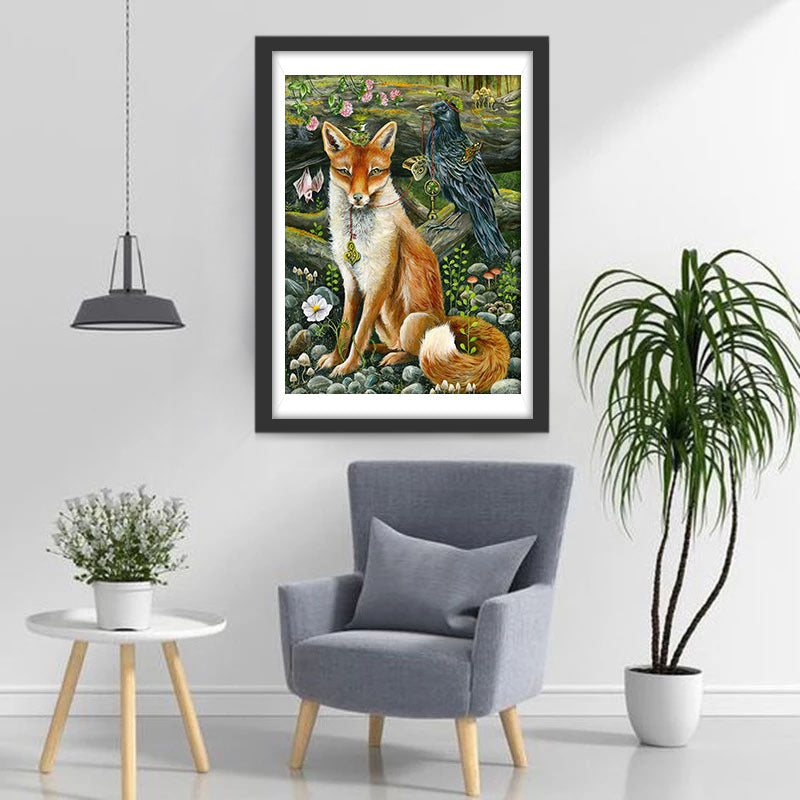Renard et Corbeau Broderie Diamant