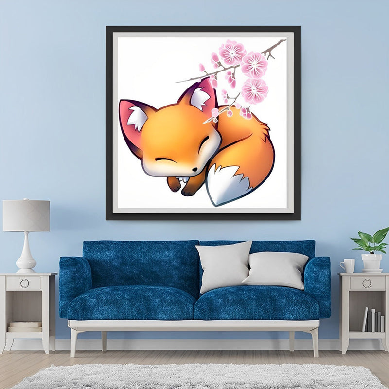 Renard et Fleurs Cartoon Broderie Diamant