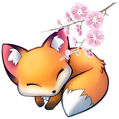 Renard et Fleurs Cartoon Broderie Diamant