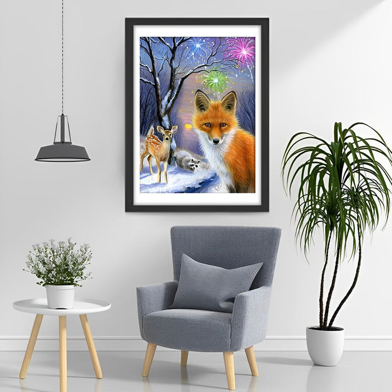 Renard, Faon et Racoon Broderie Diamant