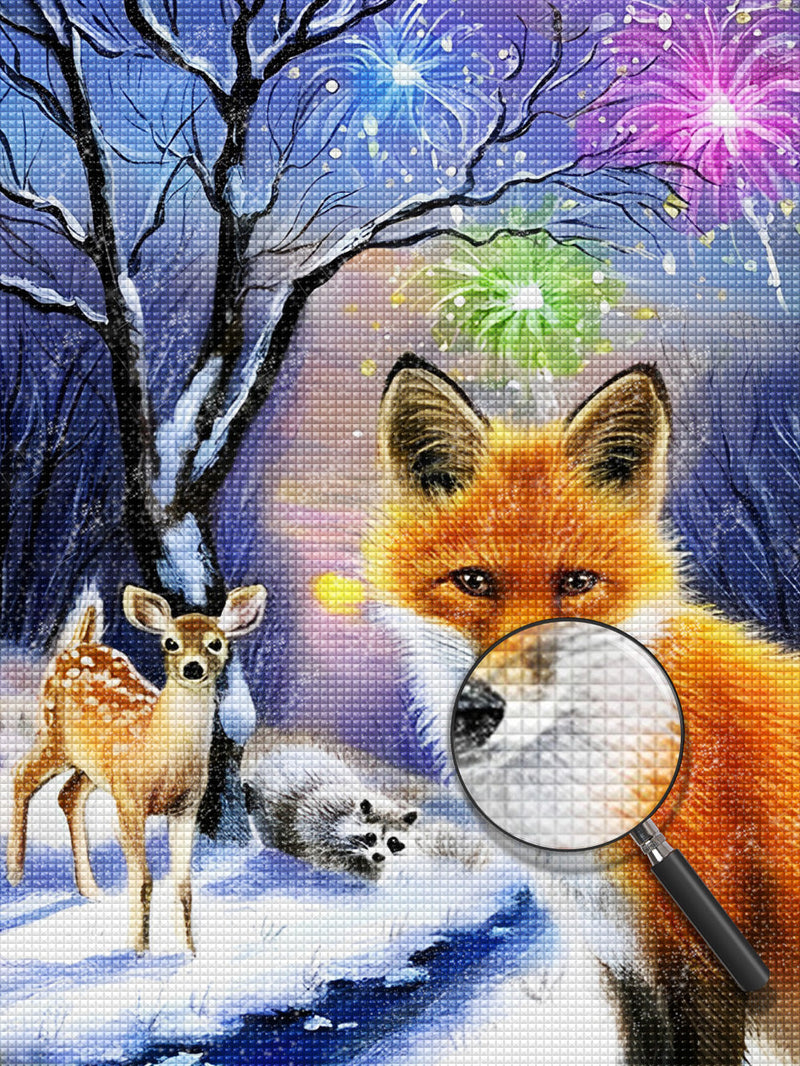 Renard, Faon et Racoon Broderie Diamant