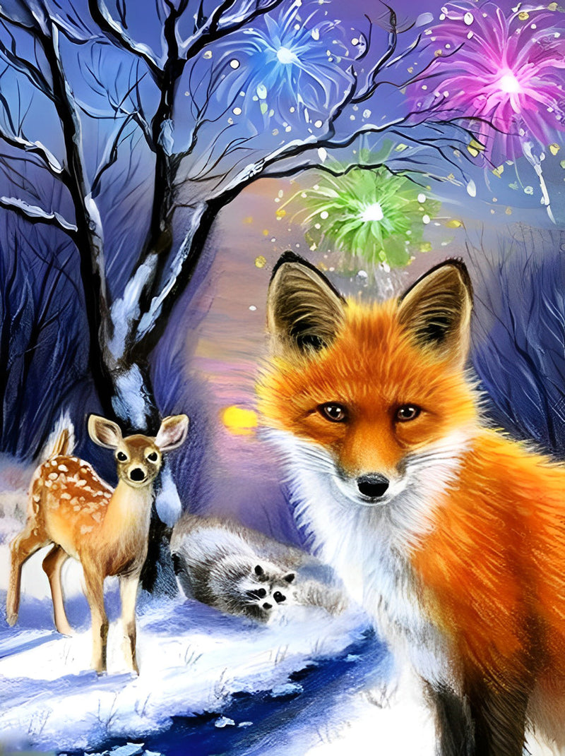 Renard, Faon et Racoon Broderie Diamant