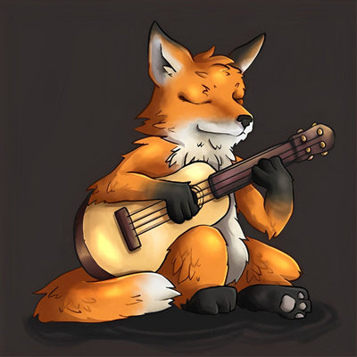 Renard Jouant de la Guitare Broderie Diamant