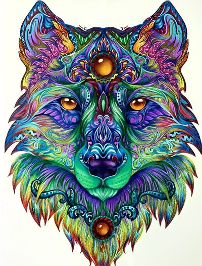 Renard Multicolore Broderie Diamant