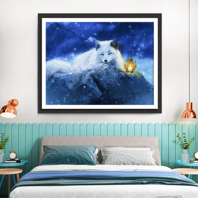 Renard Polaire et Lampe Broderie Diamant