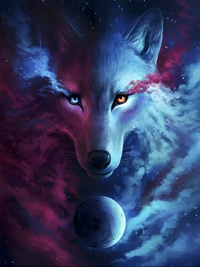 Renard Rose et Bleu Broderie Diamant