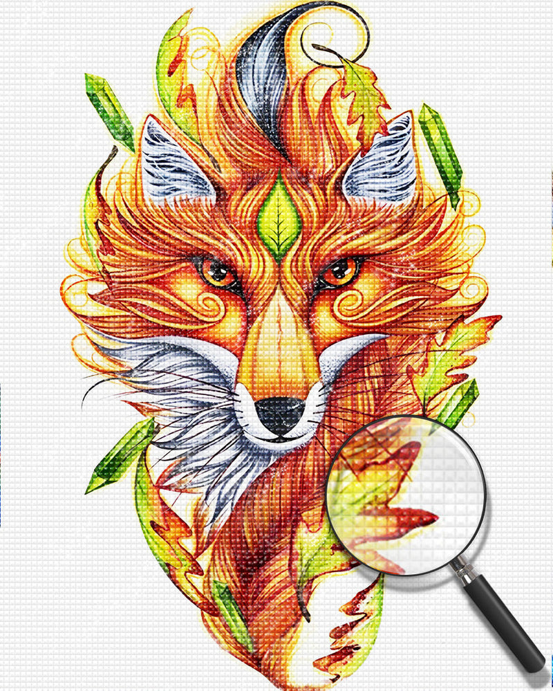 Renard  Roux aux Poils Frisés Broderie Diamant